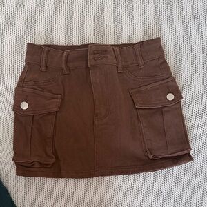 Brown Kids Cargo Skirt